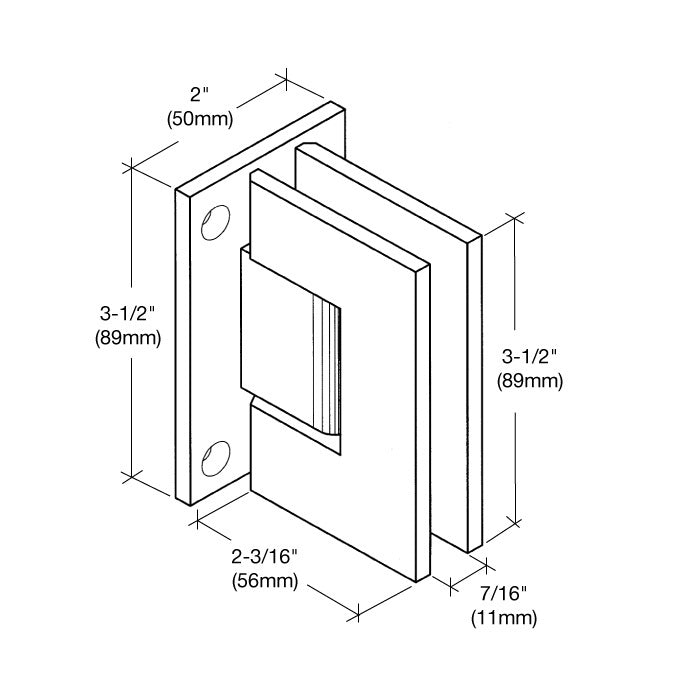 CRL Geneva 037 Series Wall Mount Full Back Plate Standard Hinge GEN0370RB