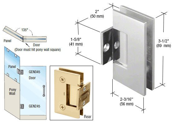 CRL Geneva 245 Series 135 Degree Pony Wall Mount Hinge GEN245CH