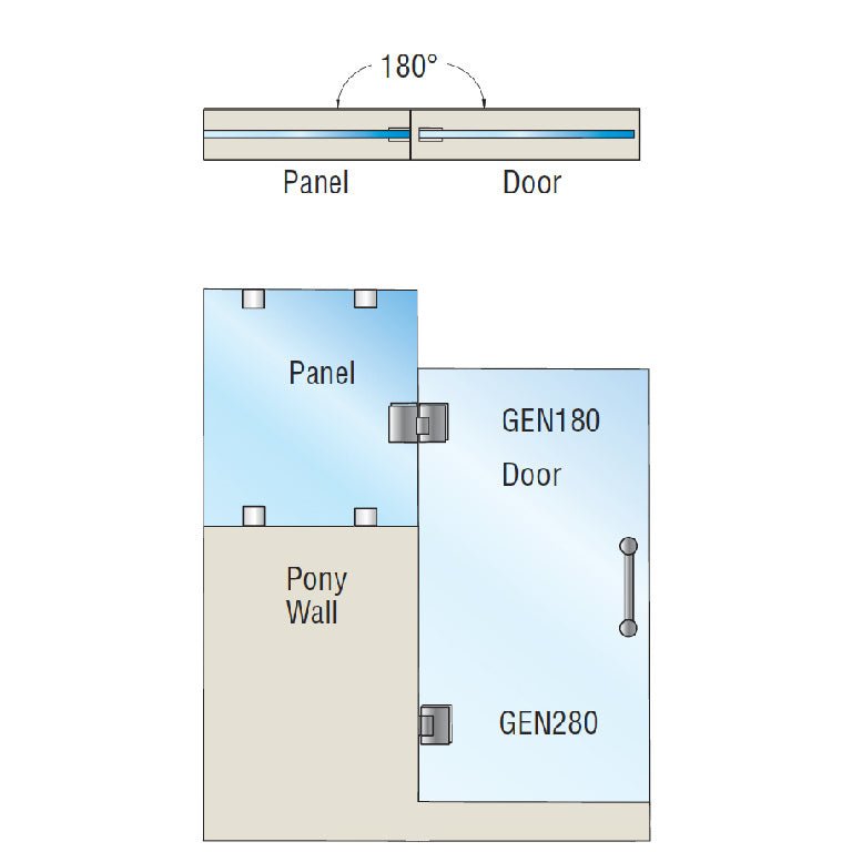 CRL Geneva 280 Series 180 Degree Pony Wall Mount Hinge GEN2800RB