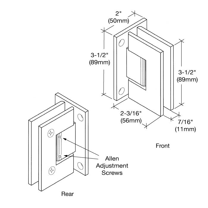 CRL Geneva 337 Series Adjustable Wall Mount Full Back Plate Hinge GEN3370RB