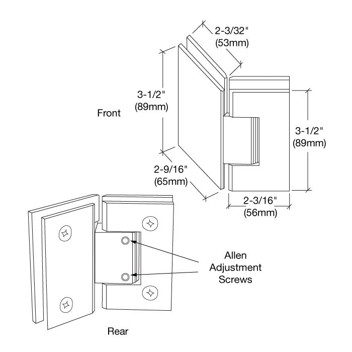 CRL Geneva 345 Series Adjustable 135 Degree Glass - to - Glass Hinge GEN3450RB