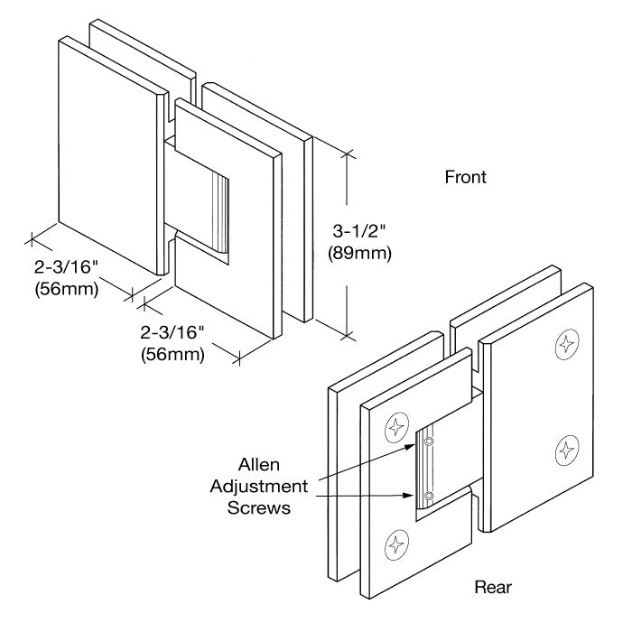 CRL Geneva 380 Series Adjustable 180 Degree Glass - to - Glass Hinge GEN3800RB