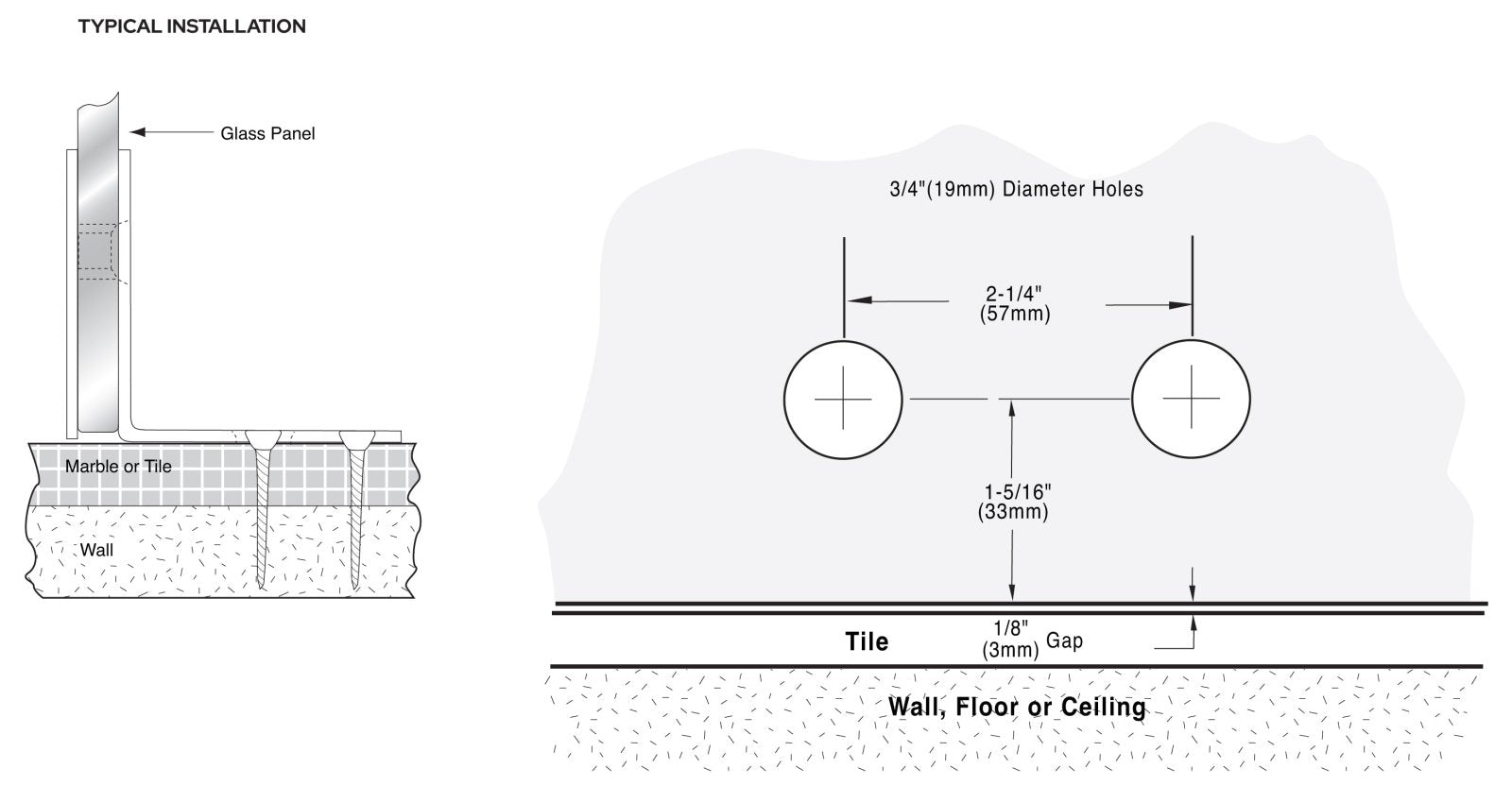 CRL Geneva Series Wall Mount Bracket GE90S0RB