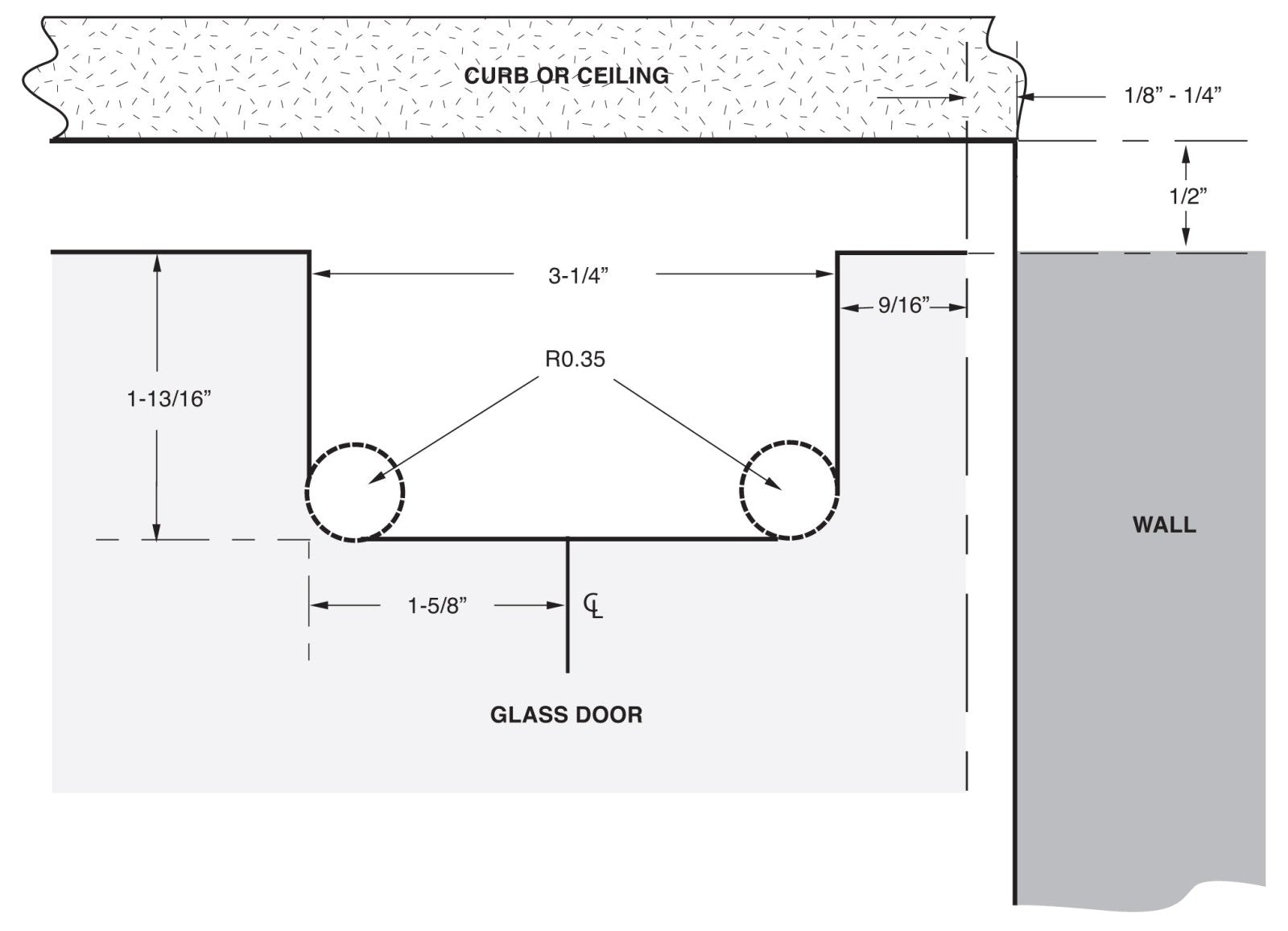 U.S. Horizon Mfg. Glass to Curb (Bottom) Beveled Pivot Montreal Series Hinge HP1VBGTCAB