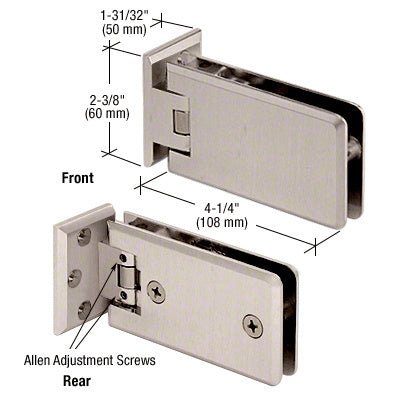 CRL Grande Series Adjustable Wall Mount Offset Back Plate Hinge GRA344BN