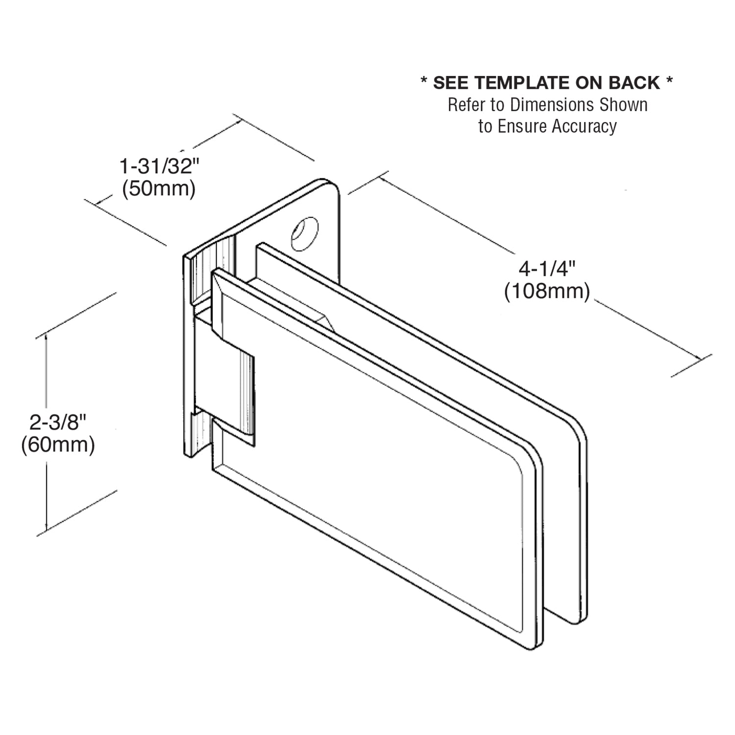 CRL Grande Series Adjustable Wall Mount Offset Back Plate Hinge GRA344BN