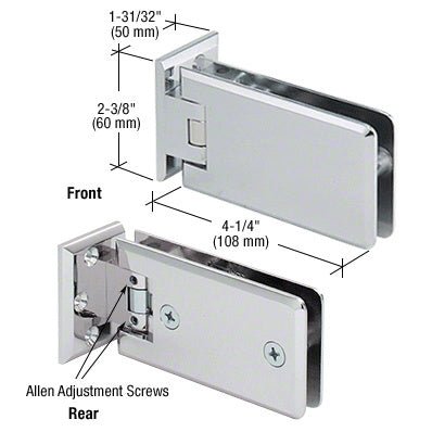 CRL Grande Series Adjustable Wall Mount Offset Back Plate Hinge GRA344CH