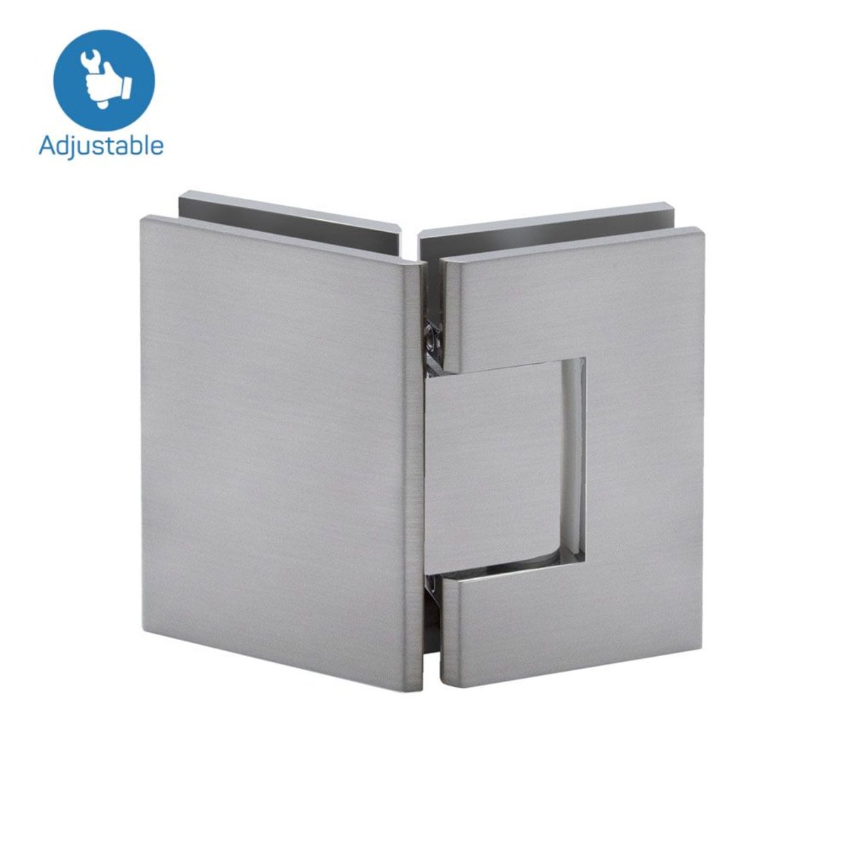 Structure Glass Solutions Heavy Duty 135° Glass to Glass Adjustable Hinge SUP - 135 - AJ - Brushed Nickel