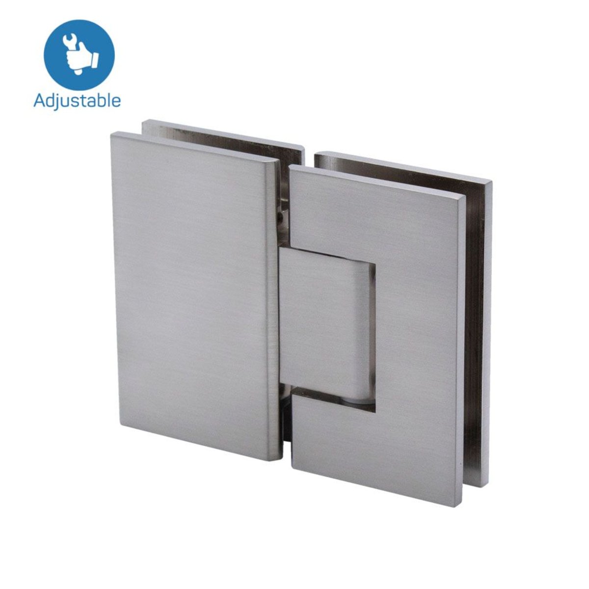 Structure Glass Solutions Heavy Duty 180° Glass to Glass Adjustable Hinge SUP - 180 - AJ - Brushed Nickel