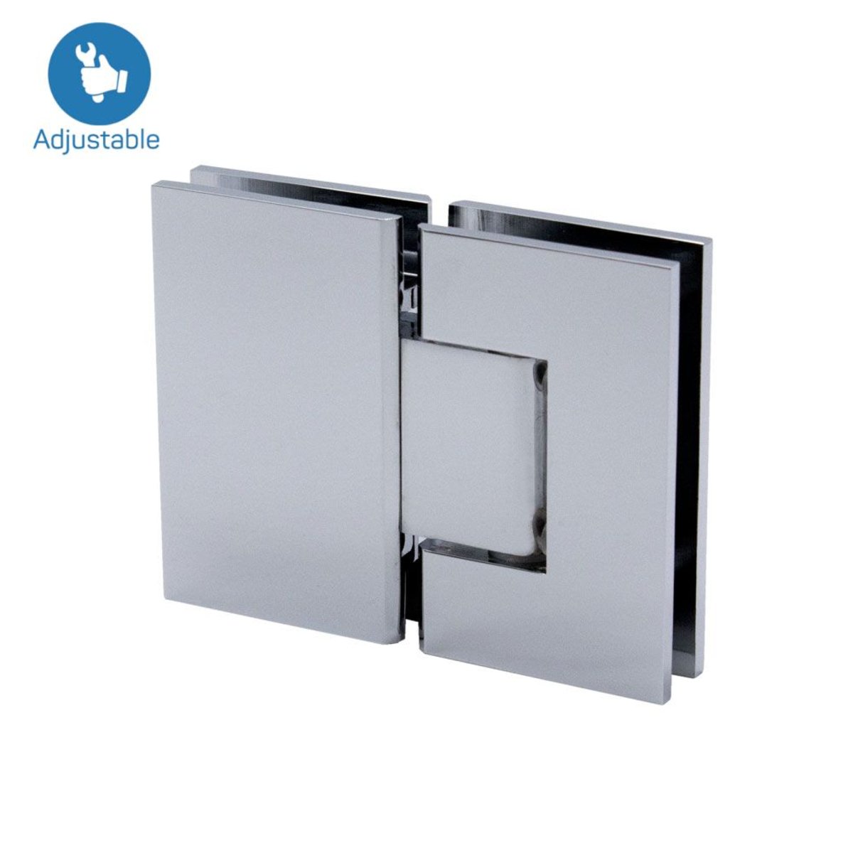 Structure Glass Solutions Heavy Duty 180° Glass to Glass Adjustable Hinge SUP - 180 - AJ - Chrome