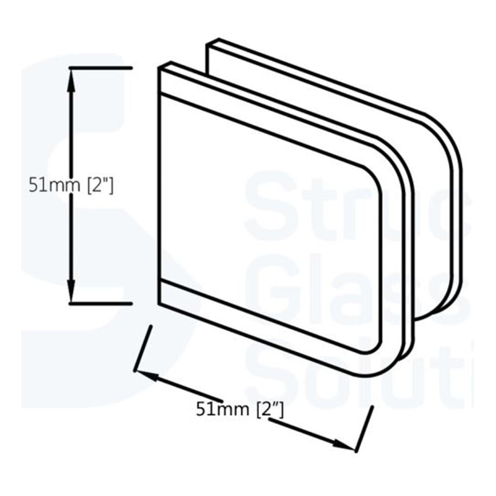 Structure Glass Solutions Heavy Duty 2" x 2" Beveled Edge Glass Clamp GCB - 110 - Brushed Nickel