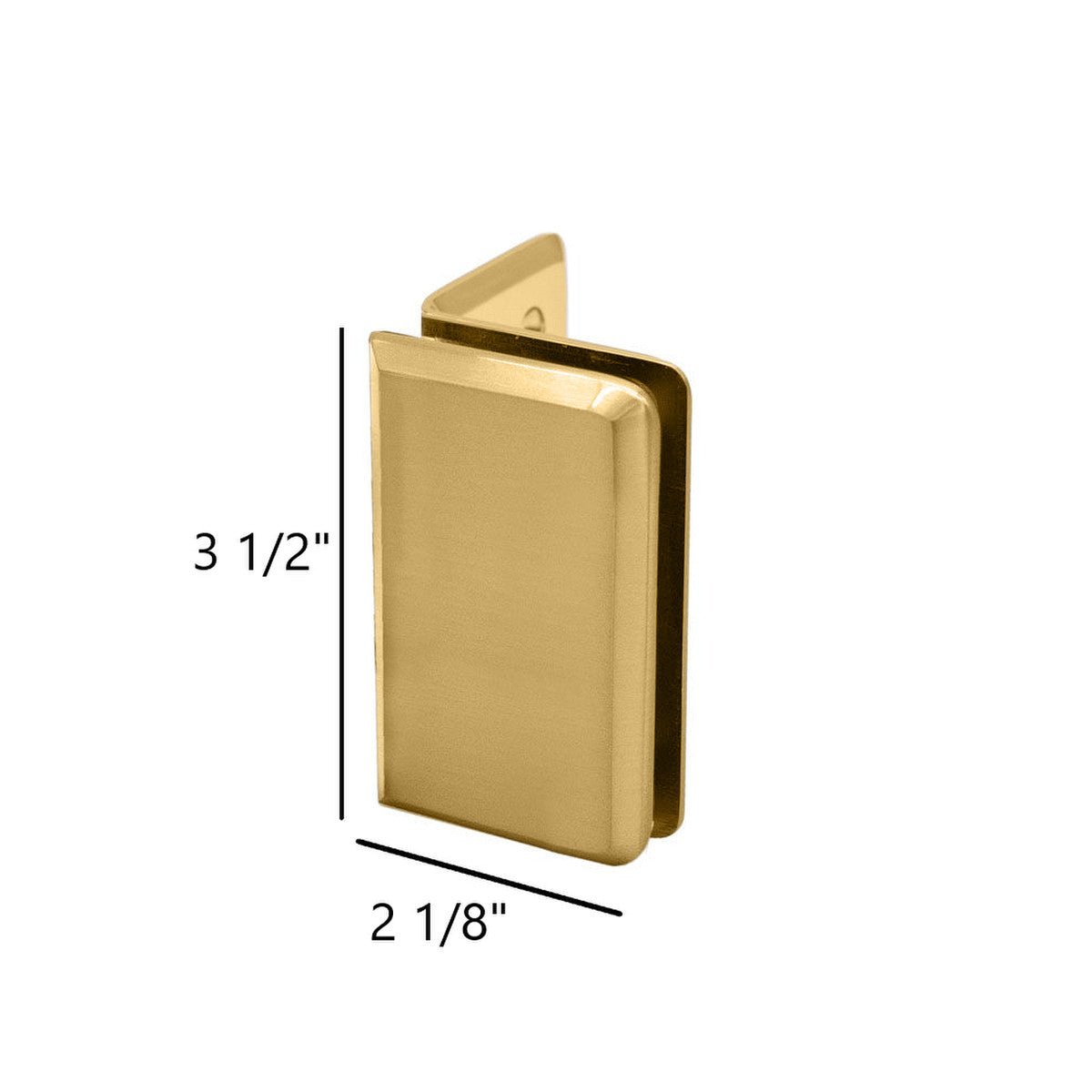 Structure Glass Solutions Heavy Duty 3 1/2" x 2 1/8" Beveled Glass Clamp GCB - 300 - Brushed Gold