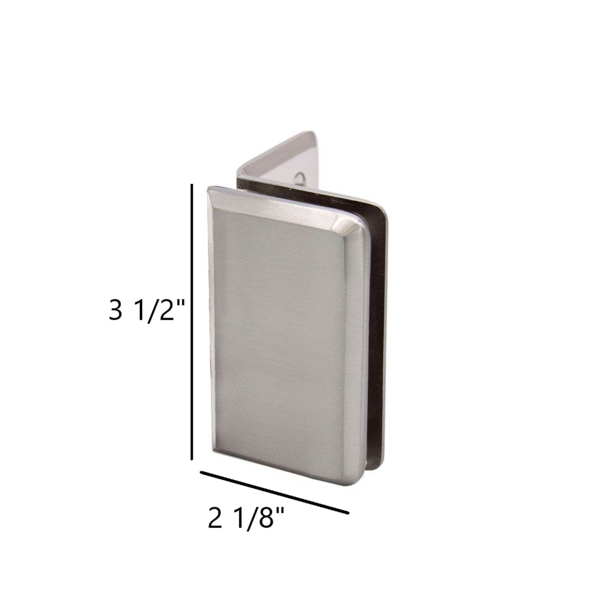 Structure Glass Solutions Heavy Duty 3 1/2" x 2 1/8" Beveled Glass Clamp GCB - 300 - Brushed Nickel