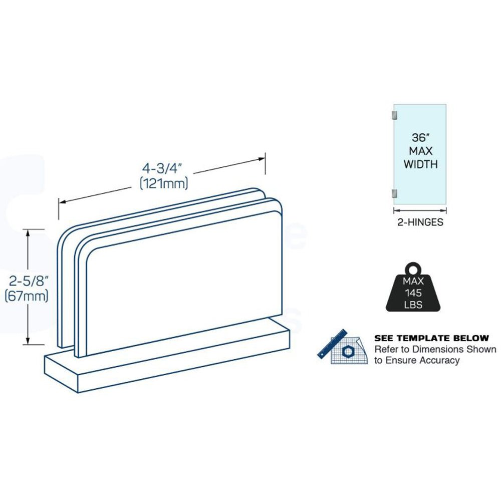 Structure Glass Solutions Heavy Duty Beveled Top/Bottom Pivot Hinge SUPB - 360 - Chrome