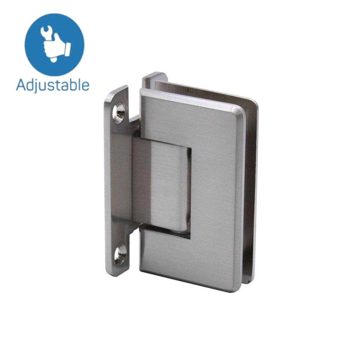 Structure Glass Solutions Heavy Duty Beveled Wall to Glass "H" Back Plate Adjustable Hinge SUPB - 112 - HP AJ Brushed Nickel