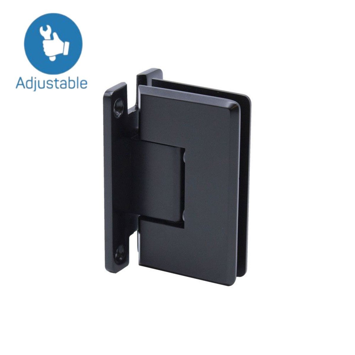 Heavy Duty Beveled Wall to Glass "H" Back Plate Adjustable Hinge SUPB - 112 - HP - AJ ORB Matte Black