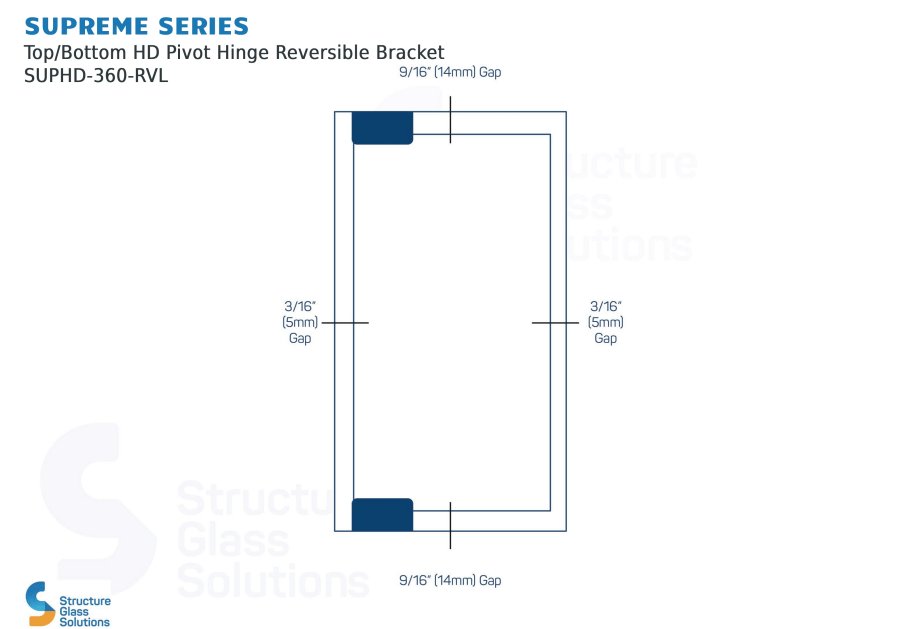 Structure Glass Solutions HEAVY DUTY Reversible Pivot Hinge Wall Mount Bracket LRG - 360 - RVL Bracket - ORB - Matte Black