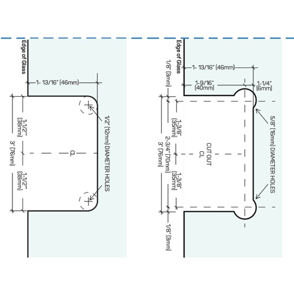 Structure Glass Solutions Heavy Duty Wall to Glass Full Back Plate Adjustable Hinge SUP - 112 - AJ - Brushed Nickel