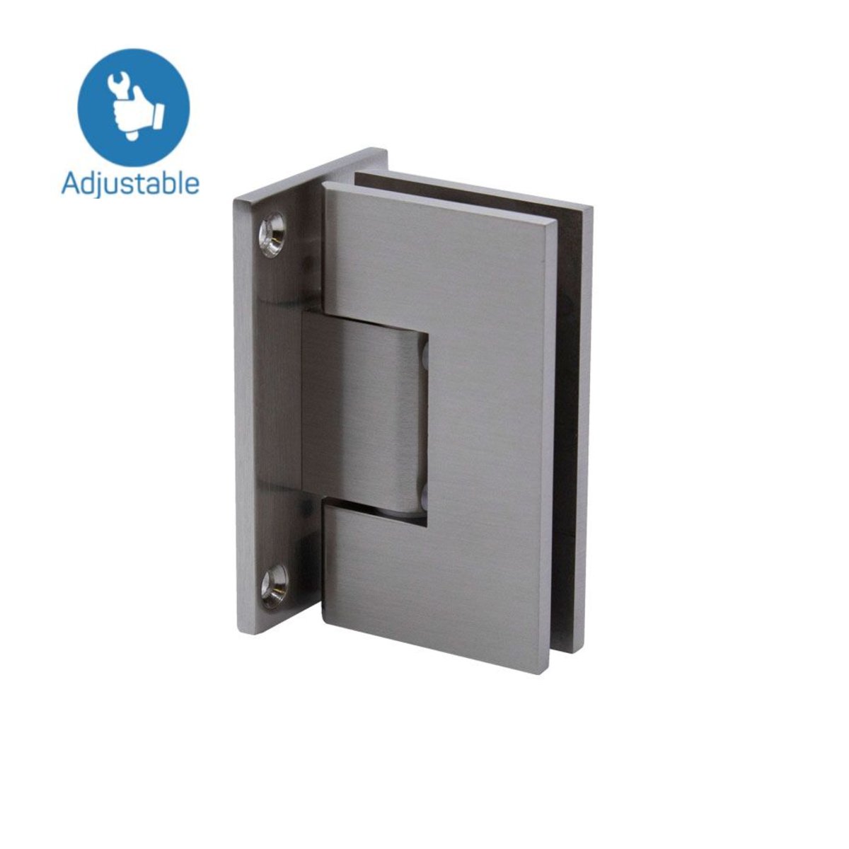 Structure Glass Solutions Heavy Duty Wall to Glass Full Back Plate Adjustable Hinge SUP - 112 - AJ - Brushed Nickel