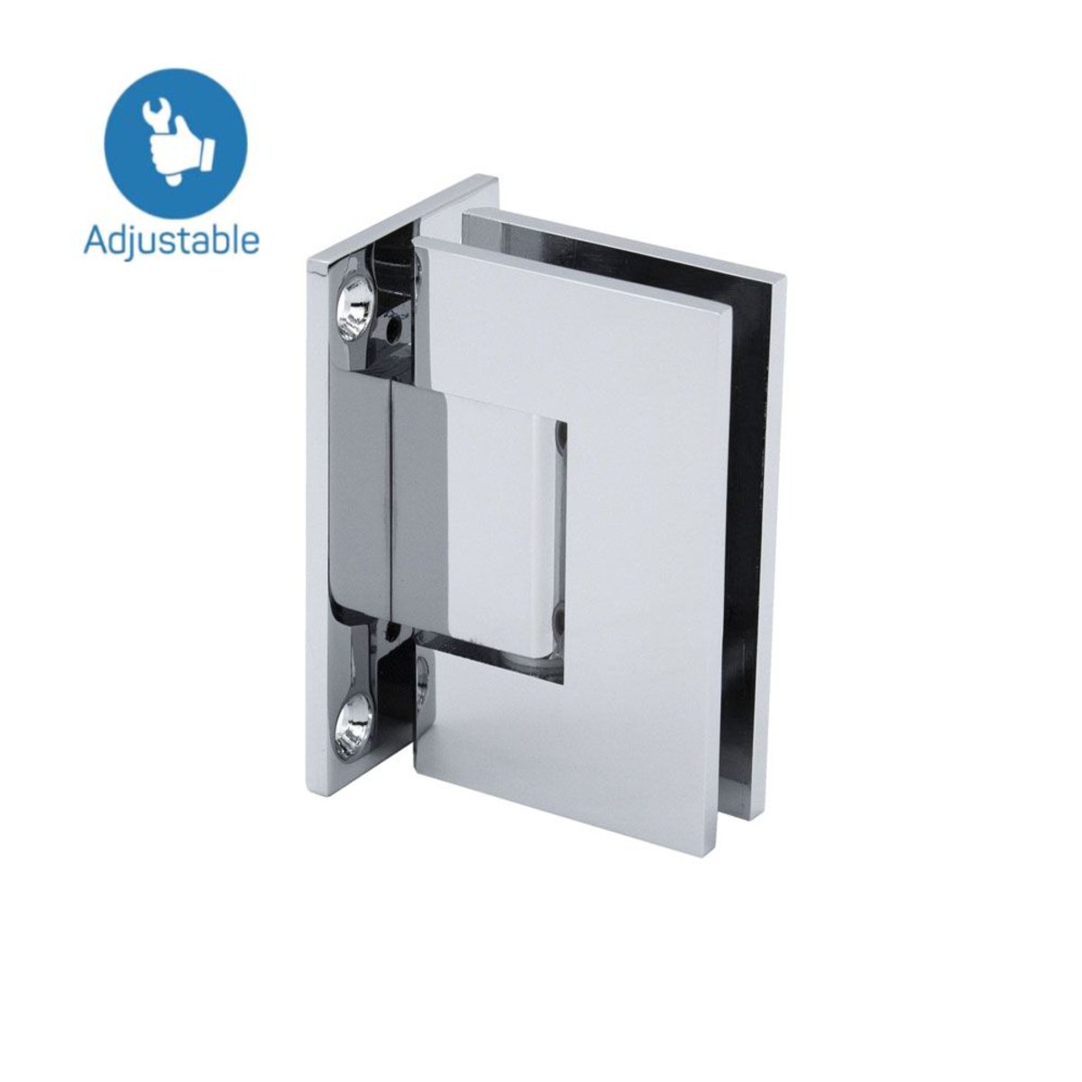 Structure Glass Solutions Heavy Duty Wall to Glass Full Back Plate Adjustable Hinge SUP - 112 - AJ - Chrome