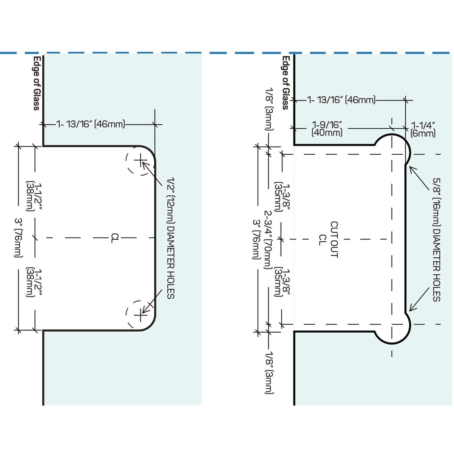 Structure Glass Solutions Heavy Duty Wall to Glass "H" Back Plate Hinge SUP - 112 - HP - Brushed Nickel