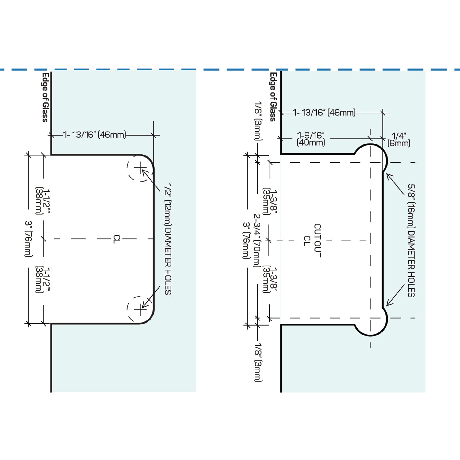 Structure Glass Solutions Heavy Duty Wall to Glass Offset Back Plate Hinge SUP - 112 - OS - Brushed Nickel