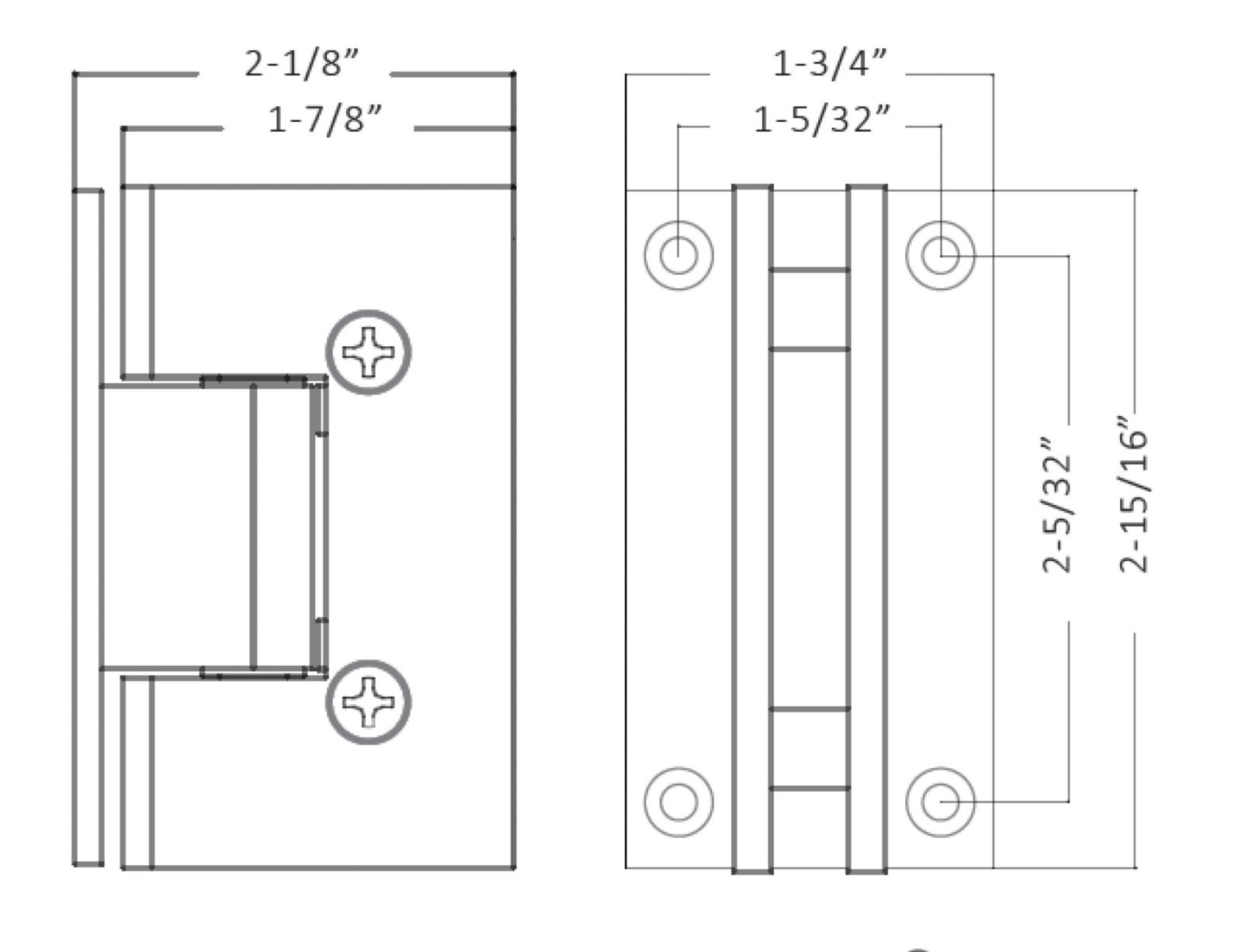 Rockwell Security Junior Square Classic Full Backplate Shower Hinge SJQL037CP0