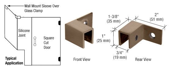 CRL Left Hand "Sleeve Over" Wall Mount Glass Clamp S0GC37LBBRZ