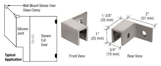 CRL Left Hand "Sleeve Over" Wall Mount Glass Clamp S0GC37LBN