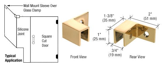 CRL Left Hand "Sleeve Over" Wall Mount Glass Clamp S0GC37LBR