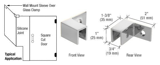 CRL Left Hand "Sleeve Over" Wall Mount Glass Clamp S0GC37LCH