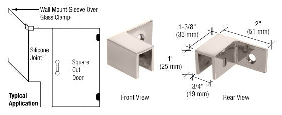 CRL Left Hand "Sleeve Over" Wall Mount Glass Clamp S0GC37LPN