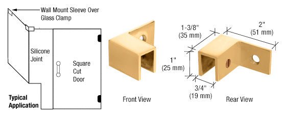 CRL Left Hand "Sleeve Over" Wall Mount Glass Clamp S0GC37LSB