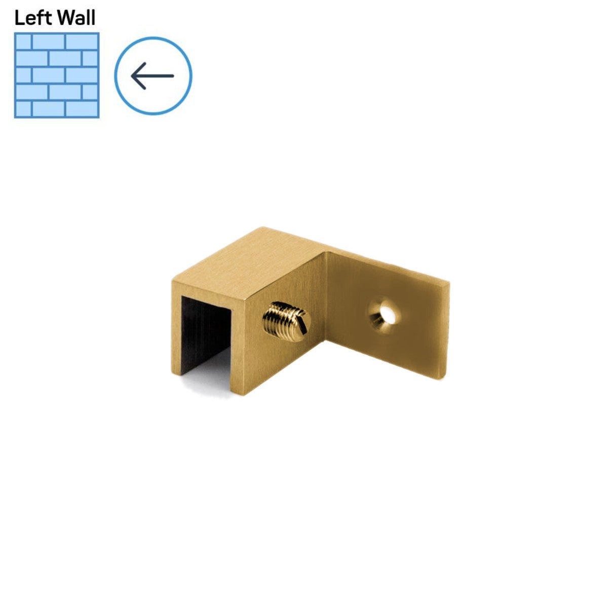 Structure Glass Solutions Left Side Sleeve Over Clamp SLE - 90 - LW - Brushed Gold