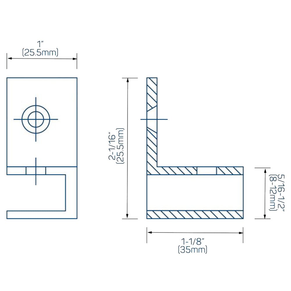 Structure Glass Solutions Left Side Sleeve Over Clamp SLE - 90 - LW - Brushed Nickel