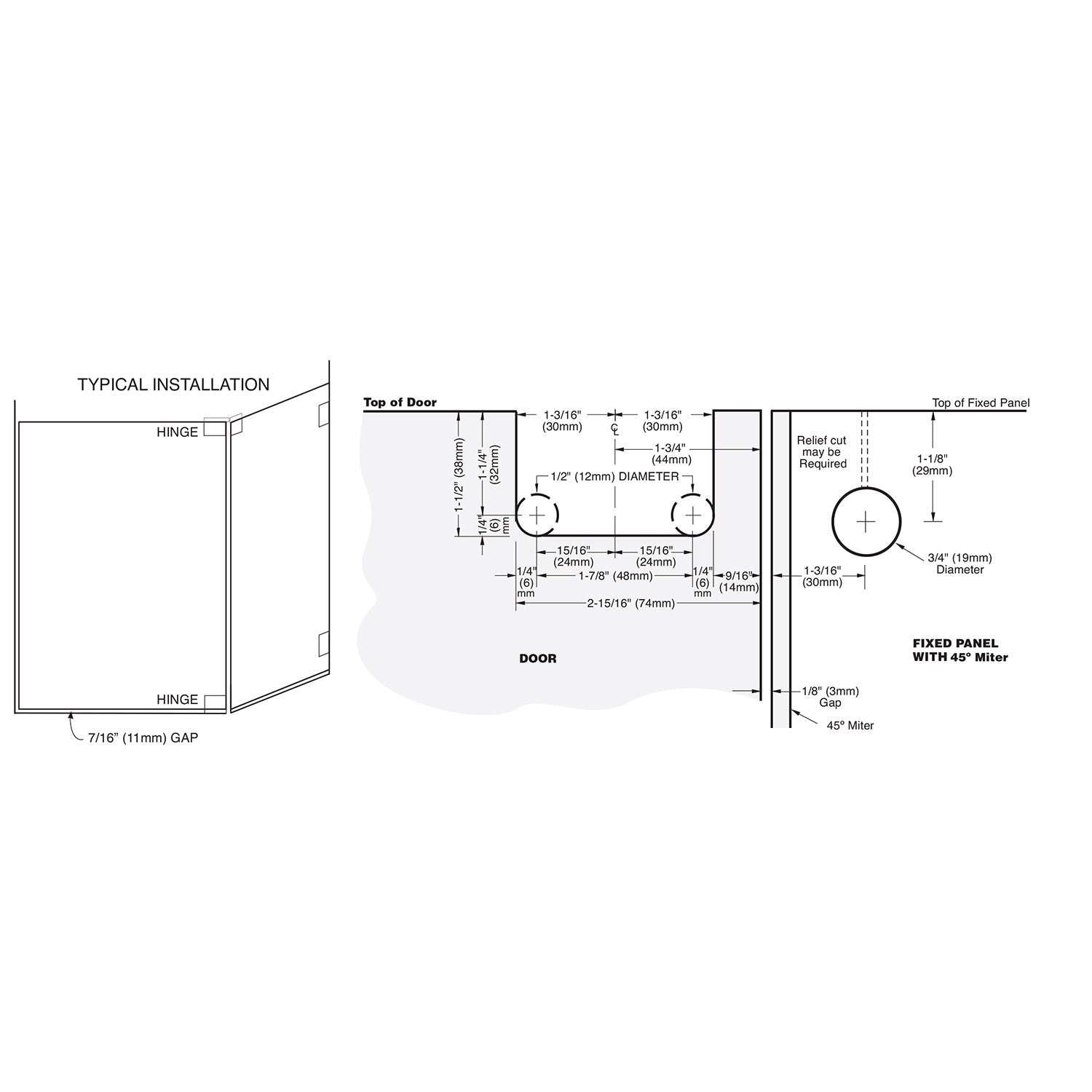 CRL LH 135 Degree Prima Hinge with U - Clamp PPH0735L0RB