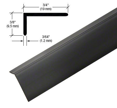 CRL Matte Black PVC 3/4" x 3/8" L Angle with Pre - Applied Tape - 95" VLT75MBL