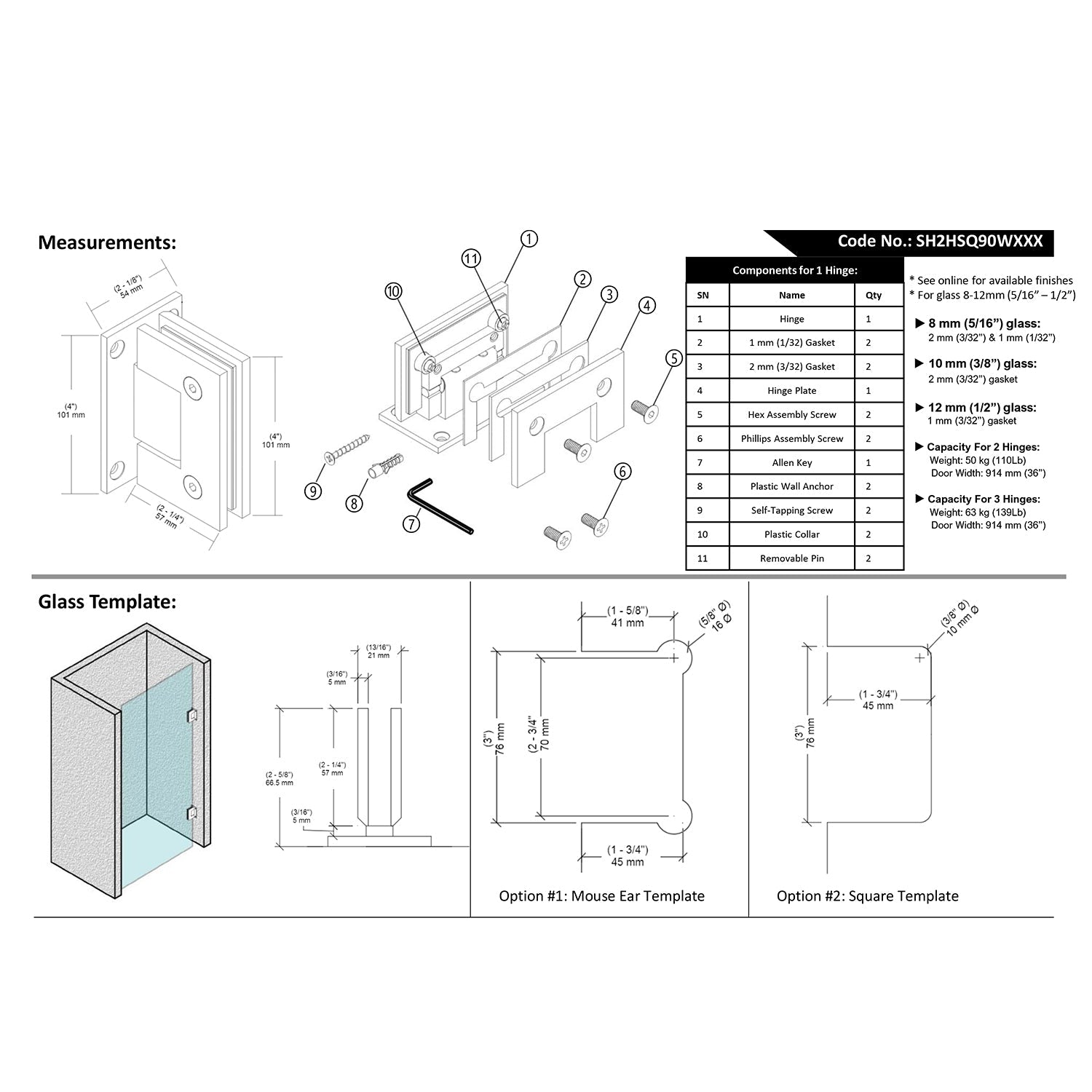 Richelieu Hardware Matte Black Riveo Plus Glass - to - Wall Hinge with Full Backplate SH2HSQ90W900