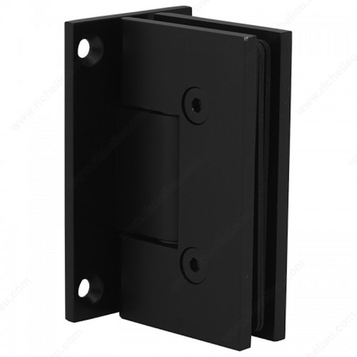 Richelieu Hardware Matte Black Riveo Plus Glass - to - Wall Hinge with Full Backplate SH2HSQ90W900