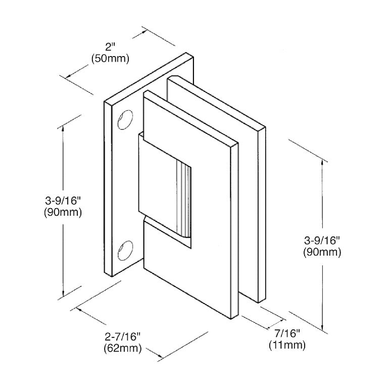 CRL Melbourne Wall Mount Full Back Plate Hinge MEL037CH