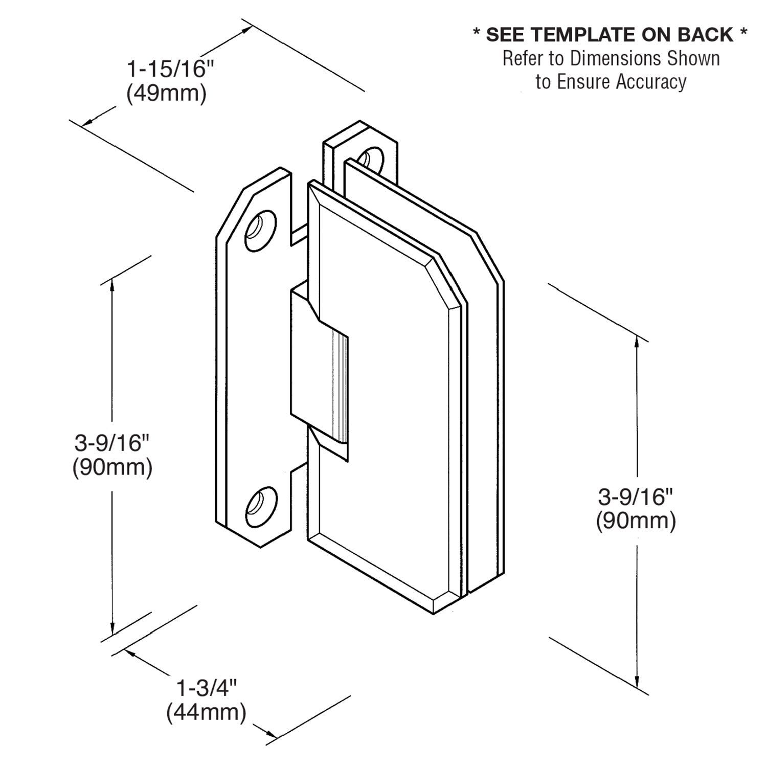 CRL Monaco 037 Series Wall Mount 'H' Back Plate Hinge M0N037CH