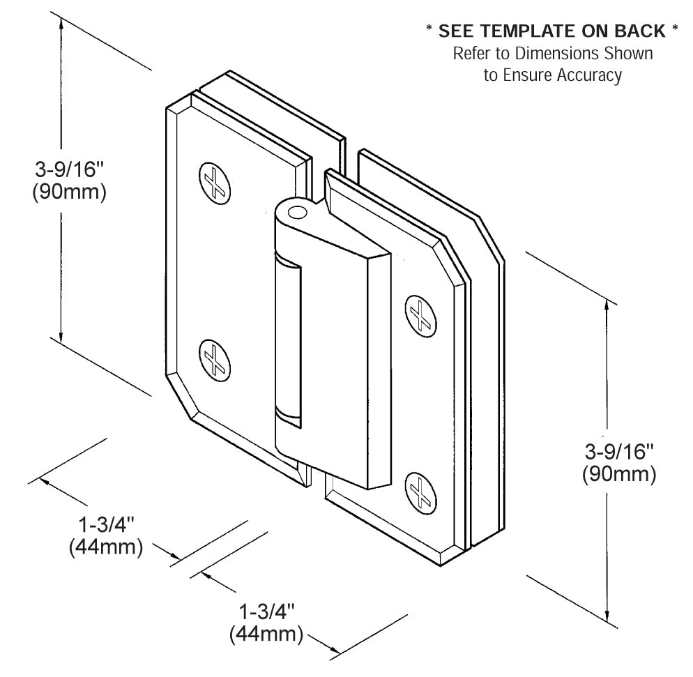 CRL Monaco 182 Series 180 Degree Glass - to - Glass Hinge Swings In Only M0N182CH