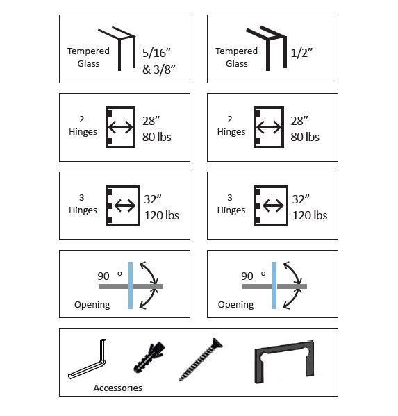 Rockwell Security Mont Hard 180 degree Glass to Glass Shower Hinge Finish for Frameless Heavy Glass Shower Doors SHB180 - CP