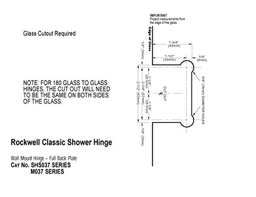 Rockwell Security Mont Hard 180 degree Glass to Glass Shower Hinge Finish for Frameless Heavy Glass Shower Doors SHB180 - CP
