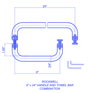 Rockwell Security Mont Hard Combination 6″ x 24″ Handle and Towel Bar for Frameless Glass Shower Doors SDTB6X24 - US10B