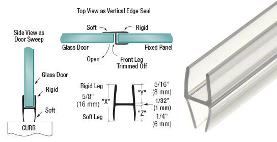 CRL Multi - Purpose H Seal Bottom Seal and Side Seal for 4 Glass Thicknesses P250HW - CCP22