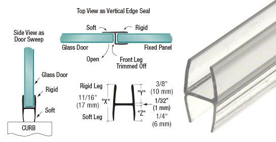 CRL Multi - Purpose H Seal Bottom Seal and Side Seal for 4 Glass Thicknesses P312HW - CCP22