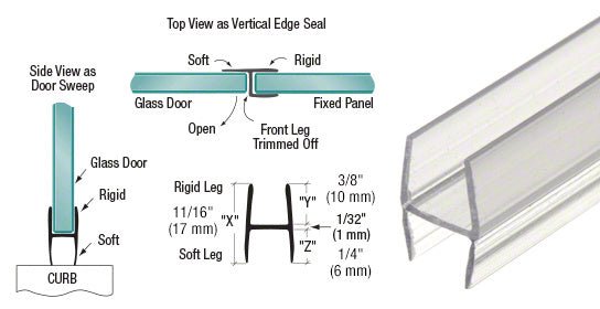 CRL Multi - Purpose H Seal Bottom Seal and Side Seal for 4 Glass Thicknesses P375HW - CCP22