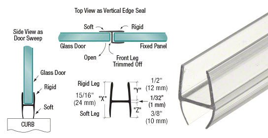 CRL Multi - Purpose H Seal Bottom Seal and Side Seal for 4 Glass Thicknesses P500HW - CCP22