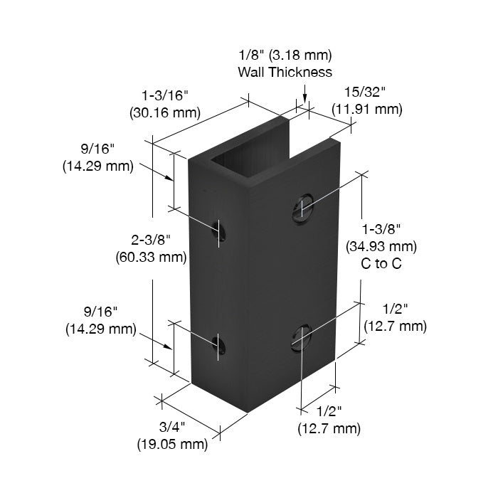 CRL No - Drill Fixed Panel Glass Clamp NDC4MBL